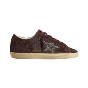 Golden Goose Super-Star in brown suede with silver glitter star(Women's)